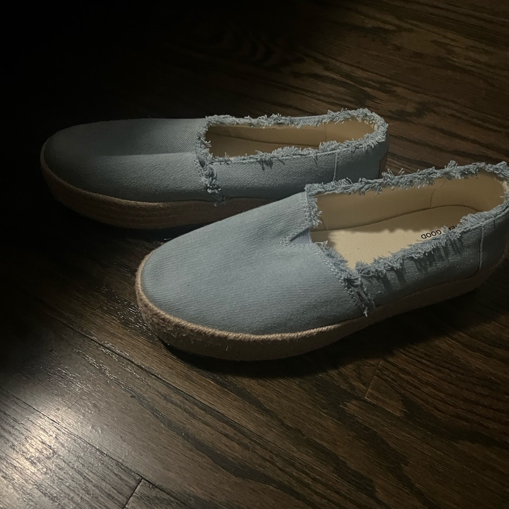 Toms Light Blue Frayed Edge Loafers